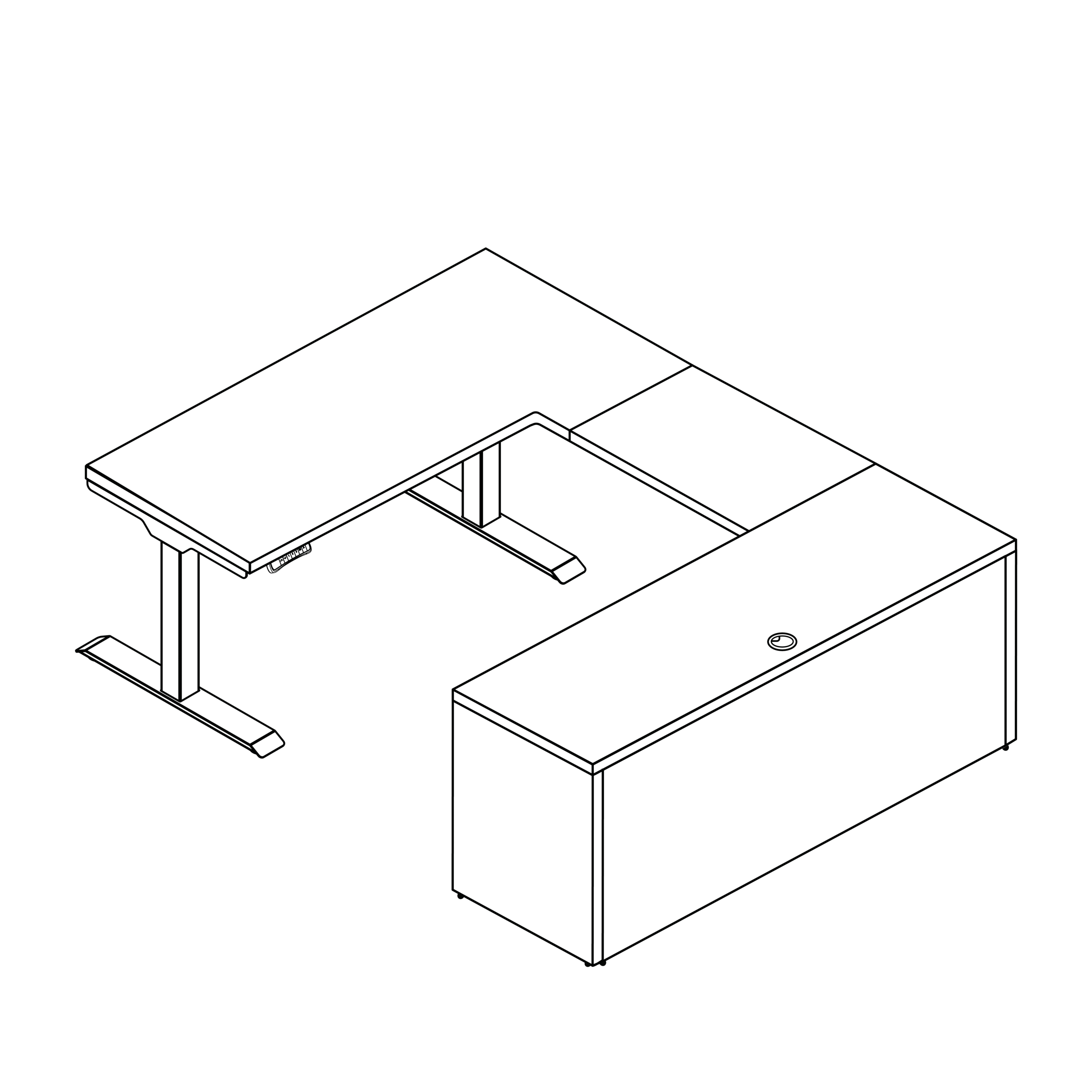 iRize Hybrid U Shaped Standing Desk with Full Pedestal, 71" x 96" - Flat Edge Top - Image 2